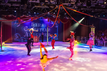 Cape Canaveral, USA - May 02, 2018: The show at ice arena or ice theater or ice amphitheater at cruise liner Oasis of the Seas by Royal Caribbean docked in Cape Canaveral, USA on May 02, 2018のeditorial素材