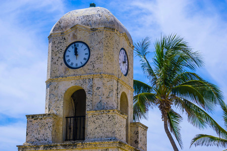 Palm Beach, Florida, USA. The clock tower on Worth Aveの写真素材