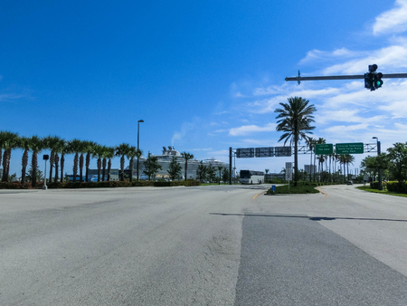 Cape Canaveral, USA - April 29, 2018: The cruise terminal at Port Canaveral at Cape Canaveral at Florida, USAのeditorial素材