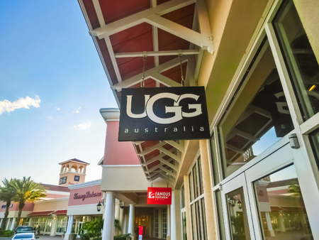 Orlando, USA - May 8, 2018: UGG Australia store at store in shopping mall Orlando premium outlet at Orlando, USA on May 8, 2018. UGG is an American footwear company and a division of Deckers Brands founded in 1978 by Brian Smith store.のeditorial素材