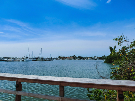 The yachts at boat marina and waterfront in Naples, Florida at USAの写真素材