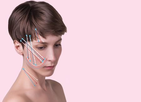 Young female with clean fresh skin. Beautiful woman. Female face and neck. Portrait of young...