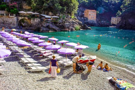 San Fruttuoso abbey in Camogli, Liguria, Italyの写真素材