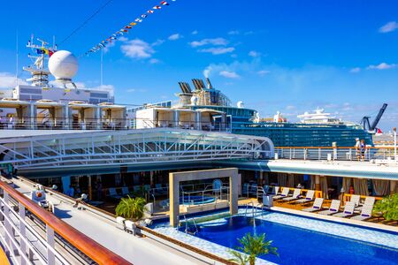 Fort Lauderdale - December 1, 2019: Upper deck of Holland America cruise ship Eurodamのeditorial素材