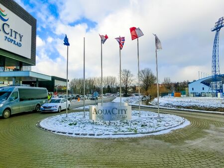 Poprad, Slovakia - December 31, 2019: The main entrance at Waterpark AquaCity in Popradのeditorial素材