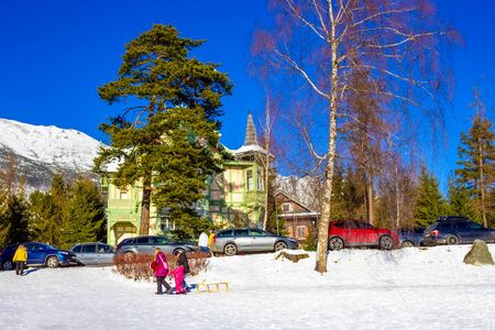 Stary Smokovec, Slovakia - January 01, 2020: View of the Hotel in popular resort Stary Smokovec at High Tatrasのeditorial素材