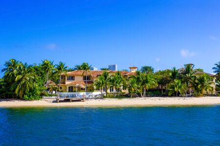 Luxury mansion in exclusive part of Fort Lauderdale known as small Veniceの写真素材