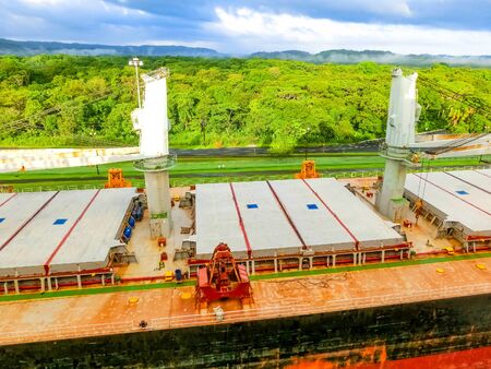 View of Panama Canal from cruise ship at Panama