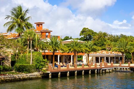 Fort Lauderdale - December 11, 2019: Luxury mansion in exclusive part of Fort Lauderdale known as small Veniceのeditorial素材