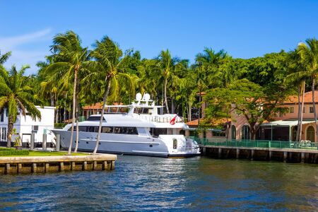 Fort Lauderdale - December 11, 2019: Luxury mansion in exclusive part of Fort Lauderdale known as small Veniceのeditorial素材