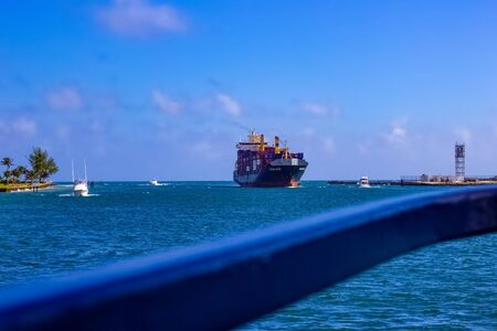 Fort Lauderdale - December 1, 2019: The container cargo ship at port of Fort Lauderdale, Floridaのeditorial素材