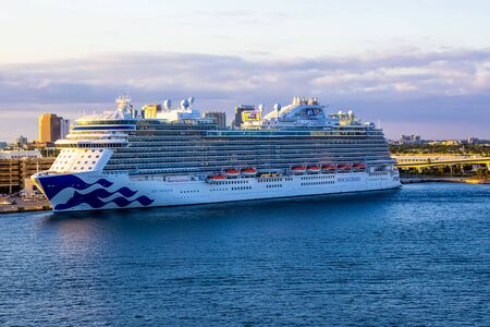 Fort Lauderdale - December 1, 2019: Sky Princess cruise ship docked at seaport Port Everglades at Fort Lauderdale, Floridaのeditorial素材