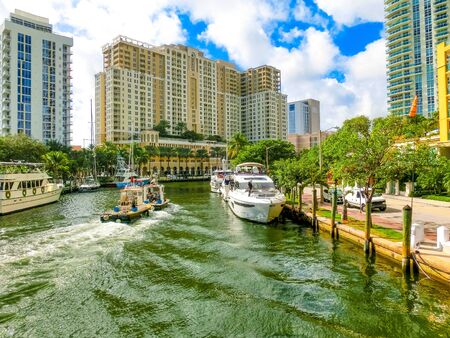 Cityscape of Ft. Lauderdale, Florida showing the beach and the cityの写真素材