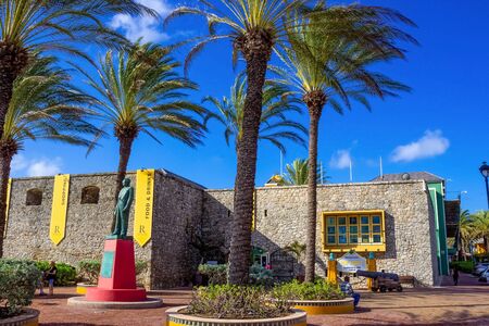 Willemstad, Curacao, Netherlands - December 5, 2019: Cannon at Rif Fort at Willemstad, Curacao,...
