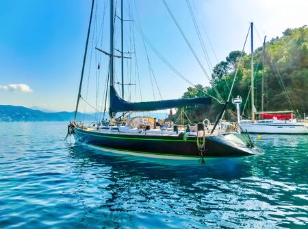 Beautiful bay with yachts in Portofino, Liguria, at Italy