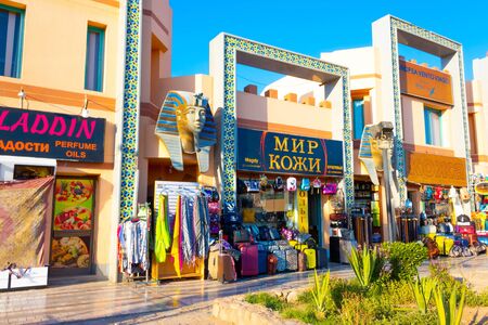 Sharm El Sheikh, Egypt - February 17, 2020: The local gift shop in Egyptian souvenir shop at Sharm El Sheikh, Egypt on April 13, 2017のeditorial素材