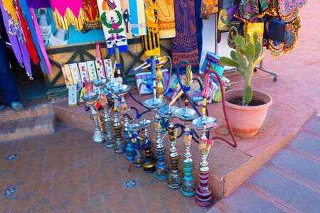 Sharm El Sheikh, Egypt - February 17, 2020: The hookah at the gift shop in Egyptian souvenir shop at Sharm El Sheikh, Egyptのeditorial素材