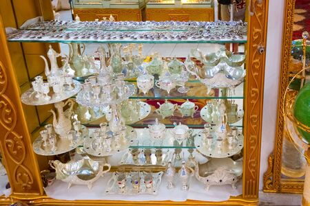 Sharm El Sheikh, Egypt - February 17, 2020: Traditional handmade tea and coffee sets or teapots for sale at the Egyptian Bazaar and the Grand Bazaar in Istanbul, Turkeyのeditorial素材