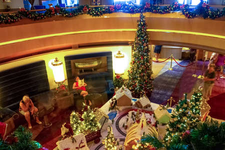 Fort Lauderdale - December 9, 2019: The interior of atrium Holland America cruise ship Eurodam at seaport Port Everglades at Fort Lauderdale, Floridaのeditorial素材