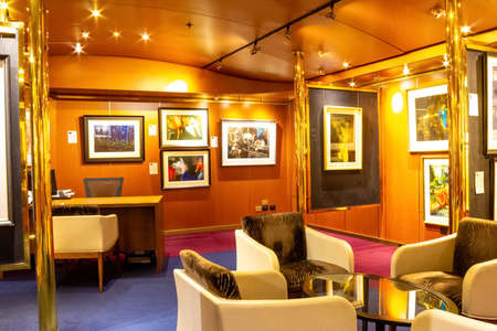Fort Lauderdale - December 9, 2019: The interior of bar at Holland America cruise ship Eurodam at...