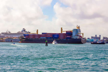 Fort Lauderdale - December 11, 2019: The view Port Everglades at Ft. Lauderdale, Floridaのeditorial素材