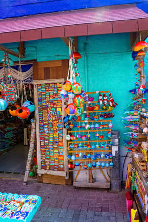Willemstad, Curacao, Netherlands - December 5, 2019: The shopping in port for gifts and souvenirs from local vendors.のeditorial素材