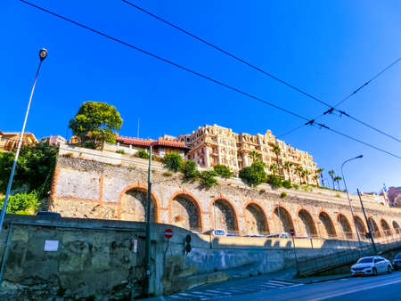 Genoa, Liguria, Italy - September 11, 2019: The cars at the central street in the city centerのeditorial素材