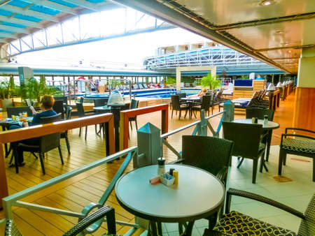 Fort Lauderdale - December 1, 2019: Upper deck of Holland America cruise ship Eurodamのeditorial素材