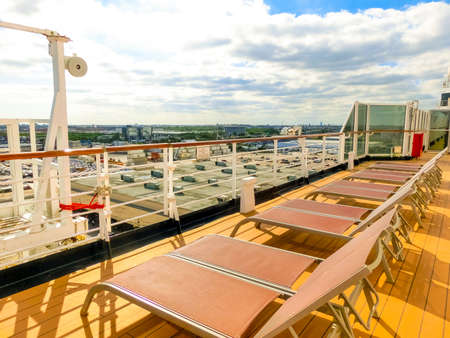 Fort Lauderdale - December 1, 2019: Upper deck of Holland America cruise ship Eurodam