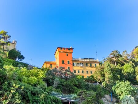 Beautiful bay with colorful houses in Portofino, Liguria, at Italyの写真素材