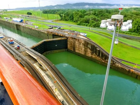 View of Panama Canal from cruise ship at Panama