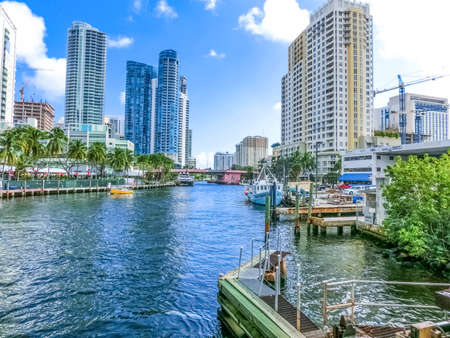 Fort Lauderdale - December 1, 2019: Cityscape of Ft. Lauderdale, Florida showing the beach, yachts and condominiumsのeditorial素材