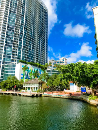 Fort Lauderdale - December 1, 2019: Cityscape of Ft. Lauderdale, Florida showing the beach, yachts and condominiumsのeditorial素材