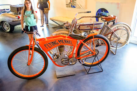 Miami, United States of America - November 30, 2019: Bikes and guitars at Walt Grace Vintage Guitars...