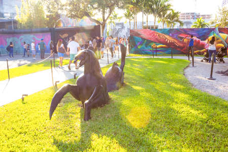 Miami, United States of America - November 30, 2019: The people at Art Wynwood in Miami, USA....