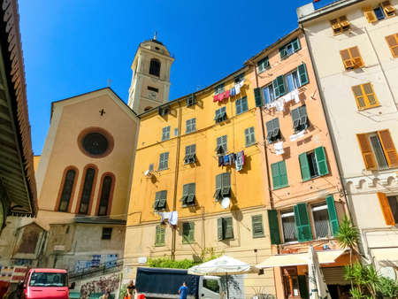 Genoa, Liguria, Italy - September 11, 2019: The people in the central street in the city centerのeditorial素材