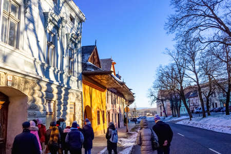 Poprad, Slovakia - January 01, 2020: The people at ancient Slovak city Spisska Sobota at Poprad, Slovakia on January 01, 2020のeditorial素材