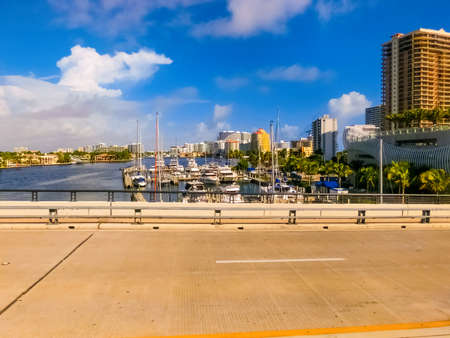 Fort Lauderdale - December 11, 2019: Fort Lauderdale beach near Las Olas Boulevard with modern buildingsのeditorial素材