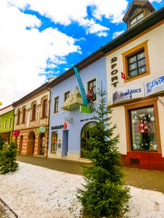 Poprad, Slovakia - December 31, 2019: The people at old town Poprad, Slovakia at winterのeditorial素材