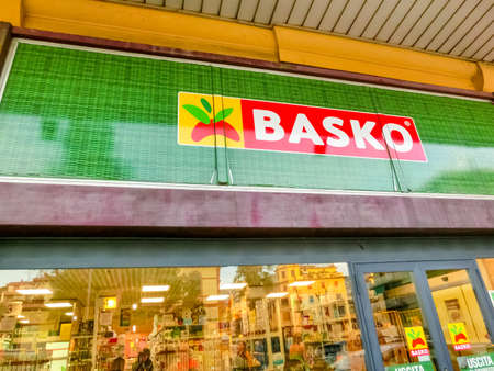 Rapallo, Italy - September 15, 2019: The entrance at supermarket Basko at Rapallo, Italy on...