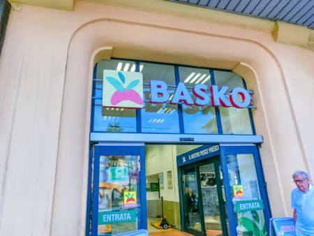 Rapallo, Italy - September 15, 2019: The entrance at supermarket Basko at Rapallo, Italy on...