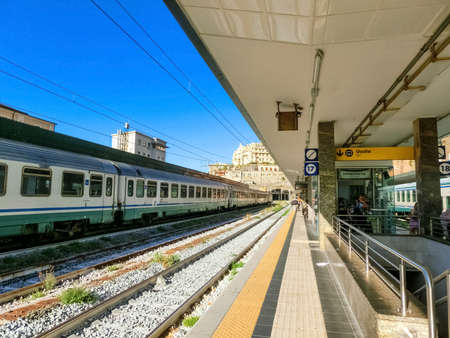 Genoa, Liguria, Italy - September 11, 2019: The people at Piazza Principe railway station or Genova Principe, the central station of Genoa inaugurated in 1860, with travellers and touristsのeditorial素材