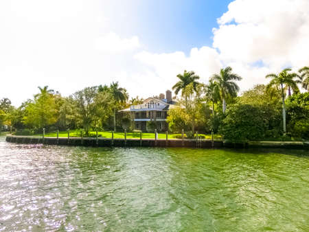 Fort Lauderdale - December 11, 2019: Luxury mansion in exclusive part of Fort Lauderdale known as small Veniceのeditorial素材