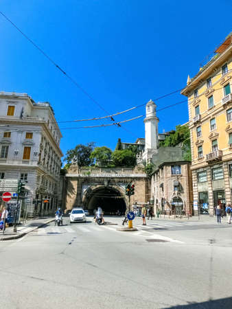 Genoa, Liguria, Italy - September 11, 2019: The people in the central street in the city centerのeditorial素材
