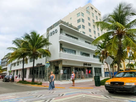 Miami, United States of America - November 30, 2019: Hotel at Ocean drive in Miami Beach, Florida....