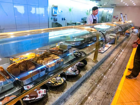 Gatun lake, Panama - December 5, 2019: Dining Room Buffet aboard Holland America cruise ship Eurodamのeditorial素材