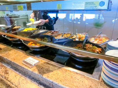 Gatun lake, Panama - December 5, 2019: Dining Room Buffet aboard Holland America cruise ship Eurodamのeditorial素材