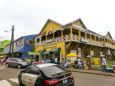 Saint Kitts, Federation of Saint Kitts and Nevis - May 13, 2016: The people going to cruise port. Basseterre, Saint Kitts and Nevis on May 13, 2016のeditorial素材