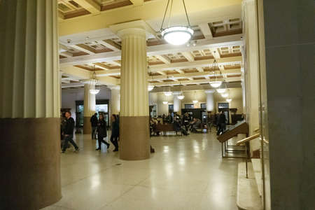 New York CITY, United States of America - May 01, 2016: The people at entrance hall at American museum of Natural History at New York CITY, United States of America on May 01, 2016のeditorial素材