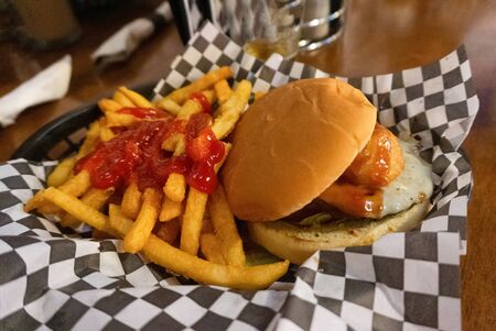Hamburger and french fries- fast food at USの写真素材